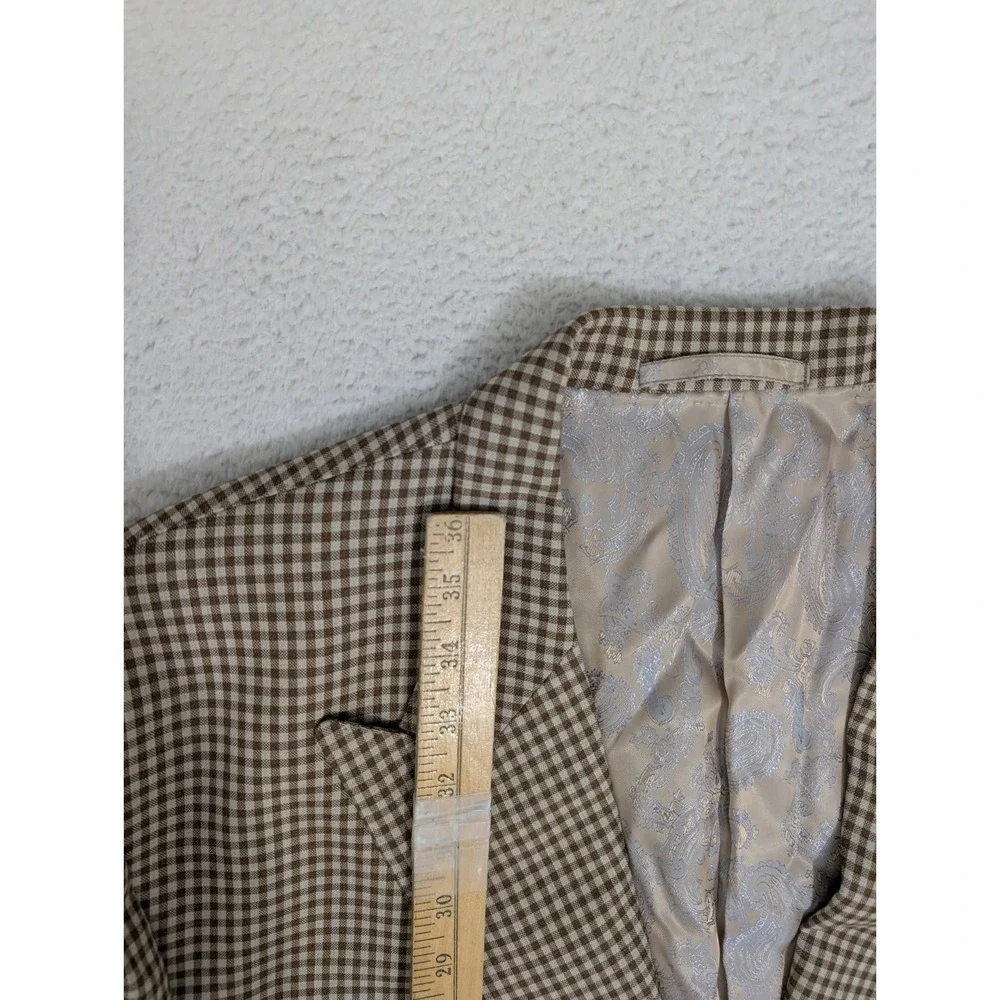 Fratelli‎ Tallia Di Delfino x Napoli Blazer Mens 46L Sport Jacket Brown Check